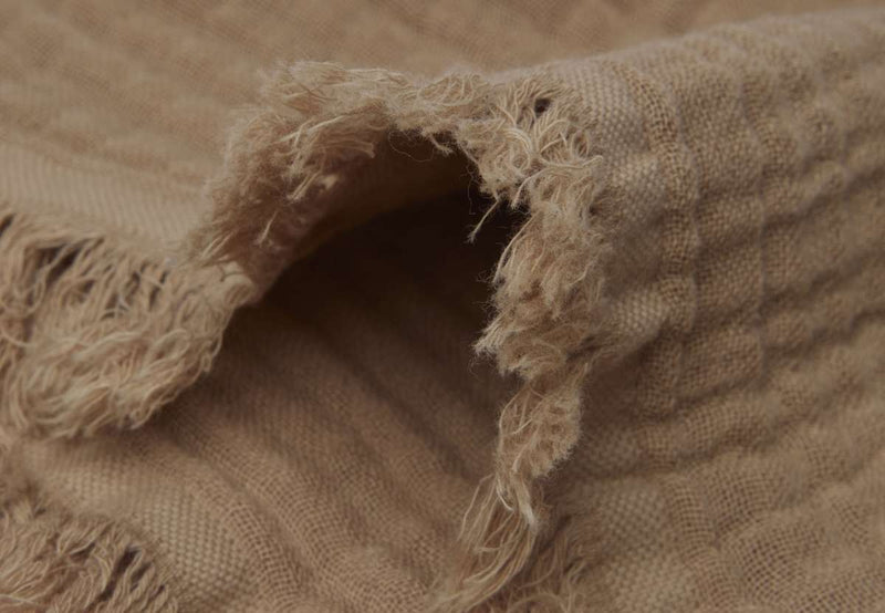Jollein Wieg Deken Muslin Fringe - 75x100cm - Ivory/ Storm Grey/ Biscuit