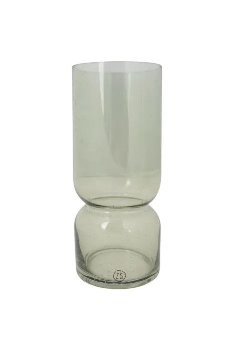 Zusss Glazen Vaas met bubbeltjes - Olijfgroen - S