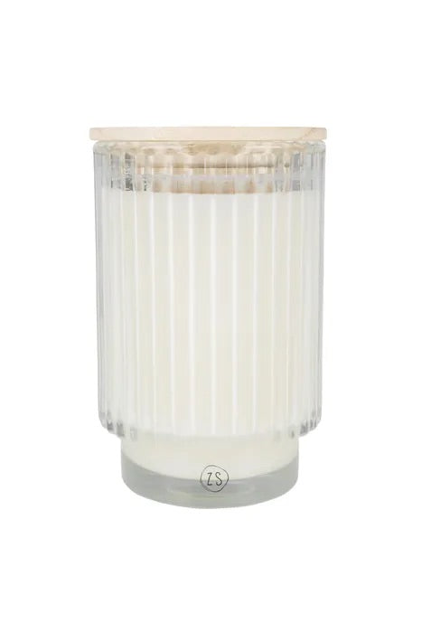 Zusss Geurkaars in glas met ribbels - Schone was - Wit