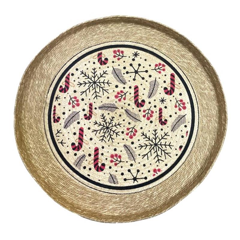 Jute dienblad /wand decoratie - Rond 50cm- Kerst