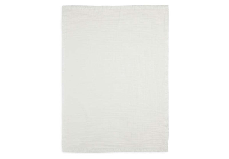 Jollein Wieg Deken Muslin Fringe - 75x100cm - Ivory/ Storm Grey/ Biscuit