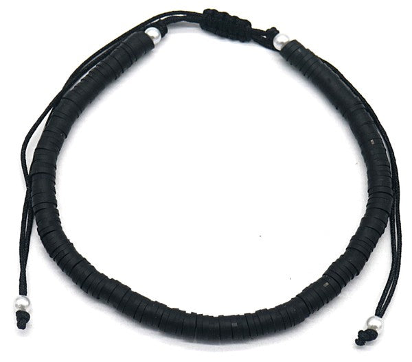 Enkelbandje - touw - touw met kraaltjes - zwart