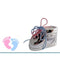 Verzilverde Spaarpot - Schoen met blauwe en roze veter