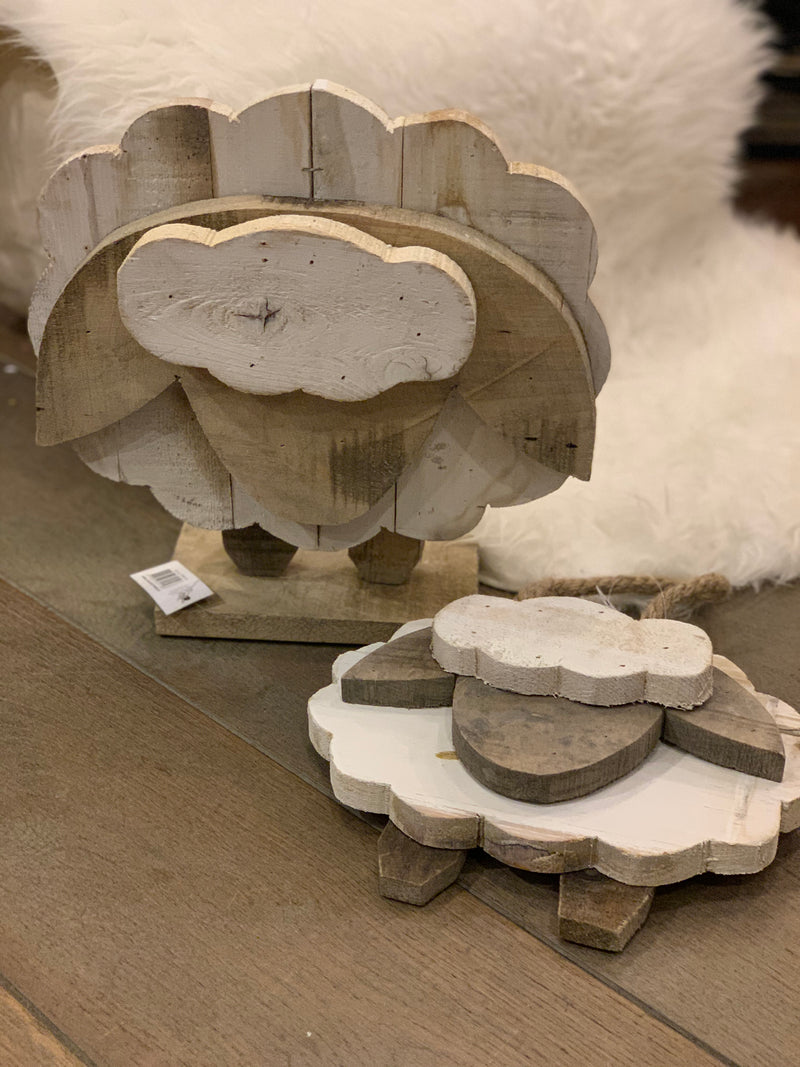 Houten deco schaap staand L
