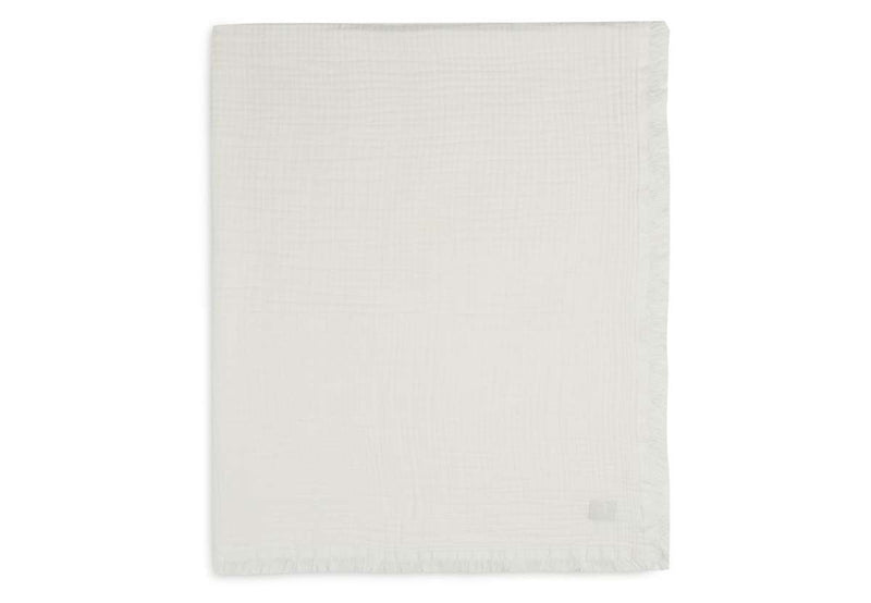 Jollein Wieg Deken Muslin Fringe - 120x120cm - Ivory/ Storm Grey/ Biscuit