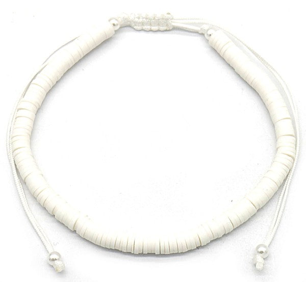 Enkelbandje - touw - touw met kraaltjes - wit