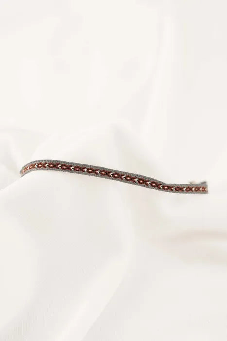 Zusss Fijn Geweven Armbandje - Grijs/Groen/Roodbruin