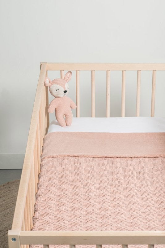 Jollein Ledikant Deken 100 x 150cm Teddy - River Knit - Pale Pink