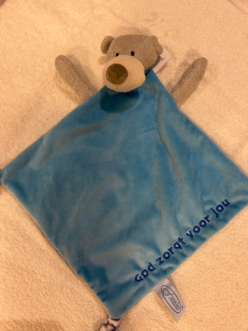 Tutdoek - God zorgt voor jou - blauw