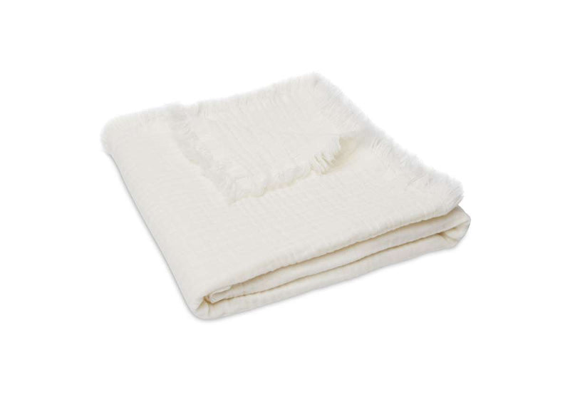 Jollein Wieg Deken Muslin Fringe - 75x100cm - Ivory/ Storm Grey/ Biscuit