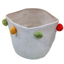 Jute Mand met Pompons - 30x30cm