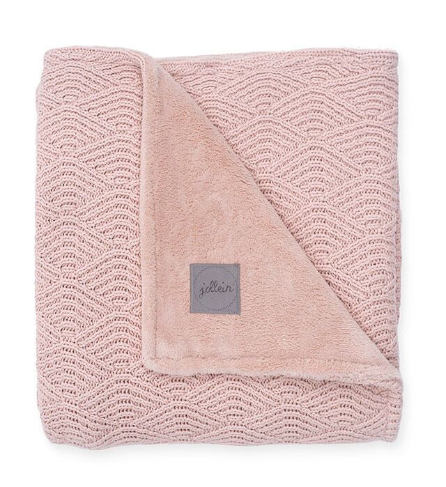 Jollein Ledikant Deken 100 x 150cm Teddy - River Knit - Pale Pink